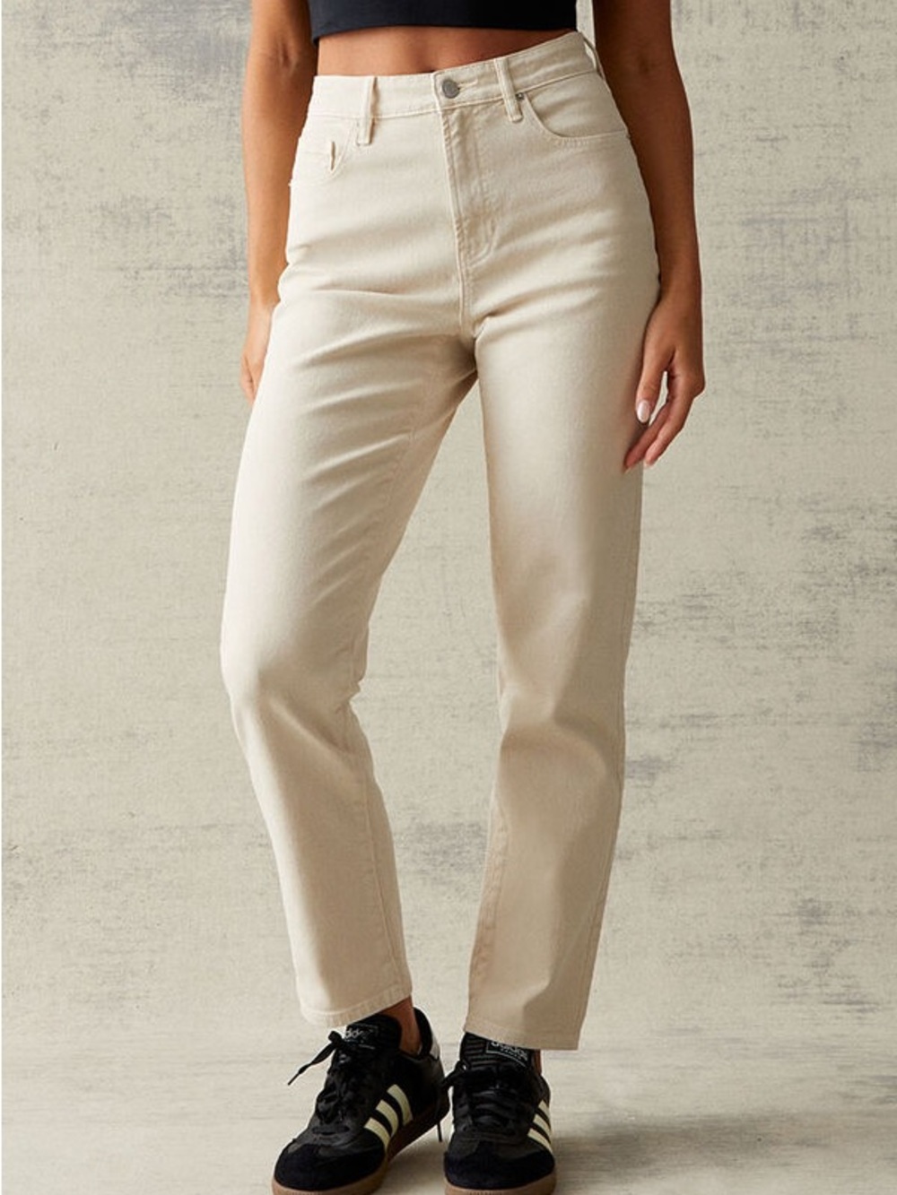 High-Rise Straight Leg Jeans in Cream